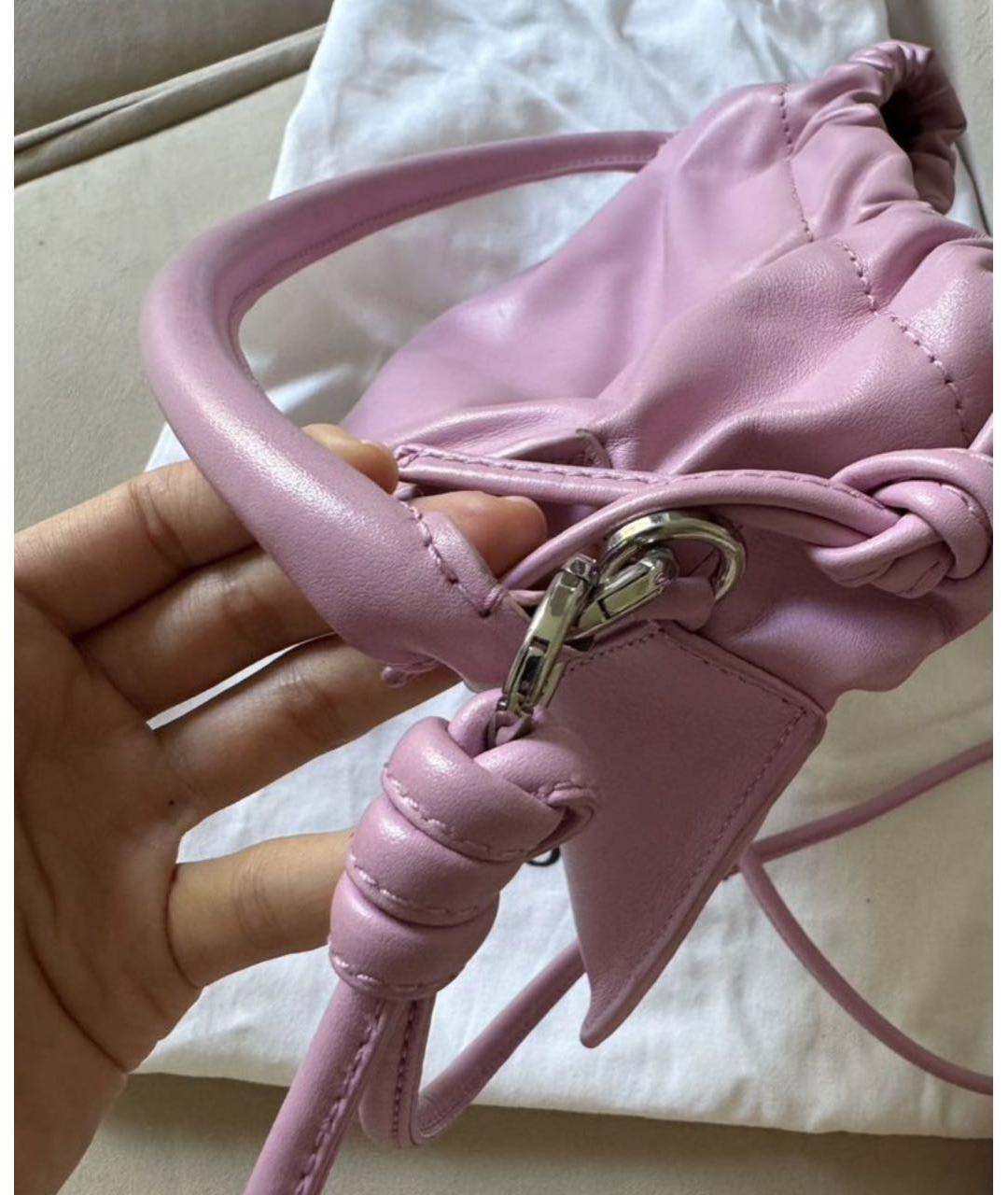 YUZEFI Розовая кожаная сумка с короткими ручками, фото 3