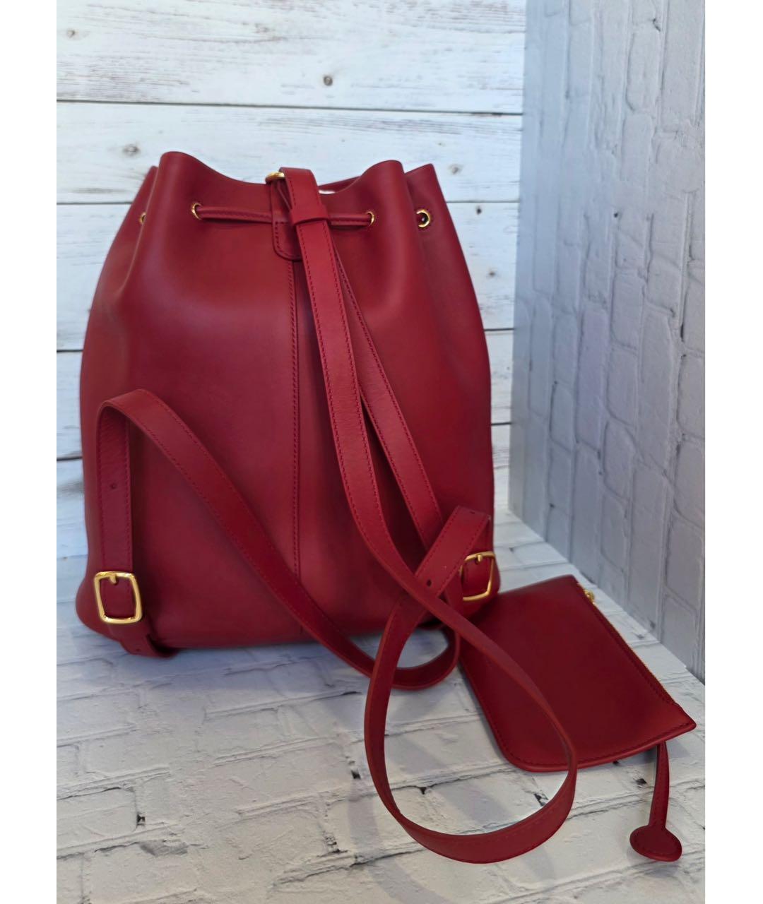 LORO PIANA Красный кожаный рюкзак, фото 3