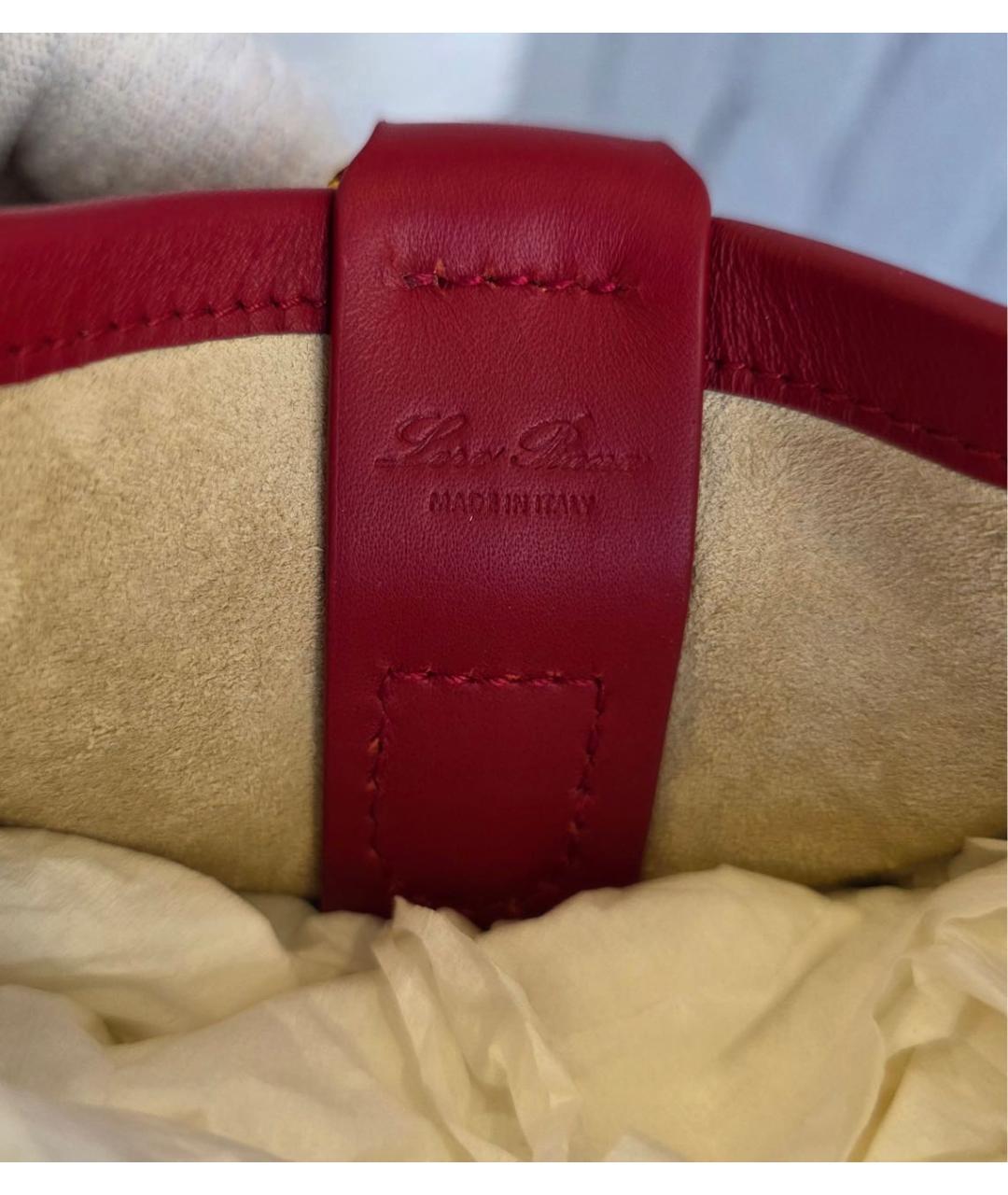 LORO PIANA Красный кожаный рюкзак, фото 4