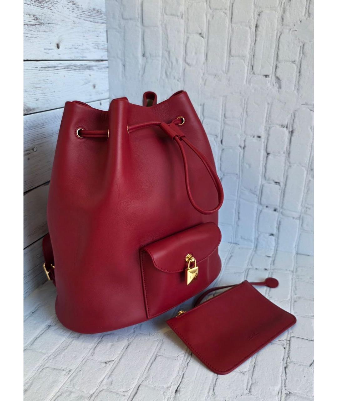 LORO PIANA Красный кожаный рюкзак, фото 2