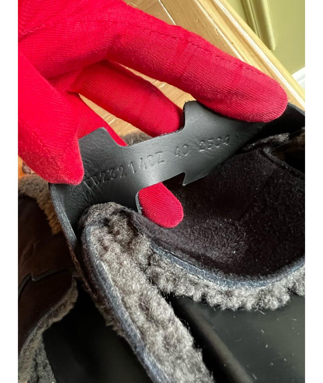 HERMES Черные замшевые сабо, фото 8