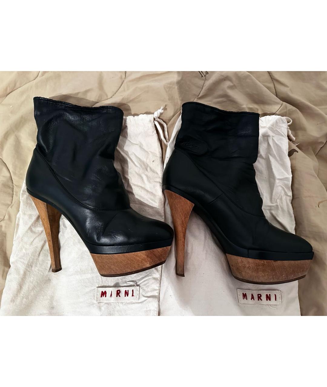 MARNI Зеленые кожаные ботильоны, фото 4