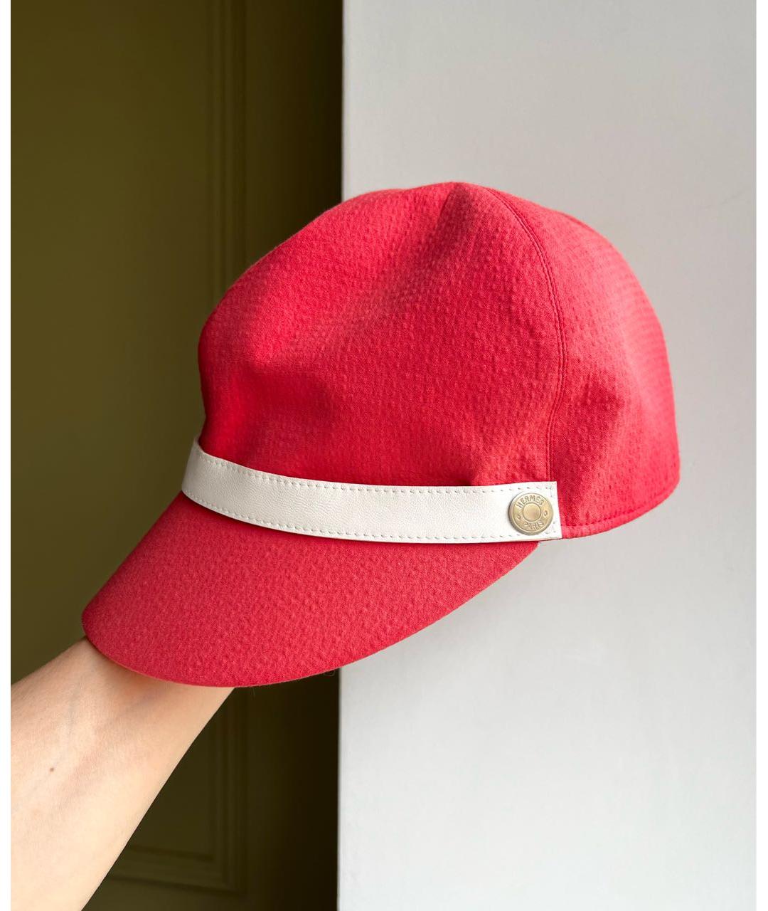 HERMES Коралловая хлопковая кепка, фото 8