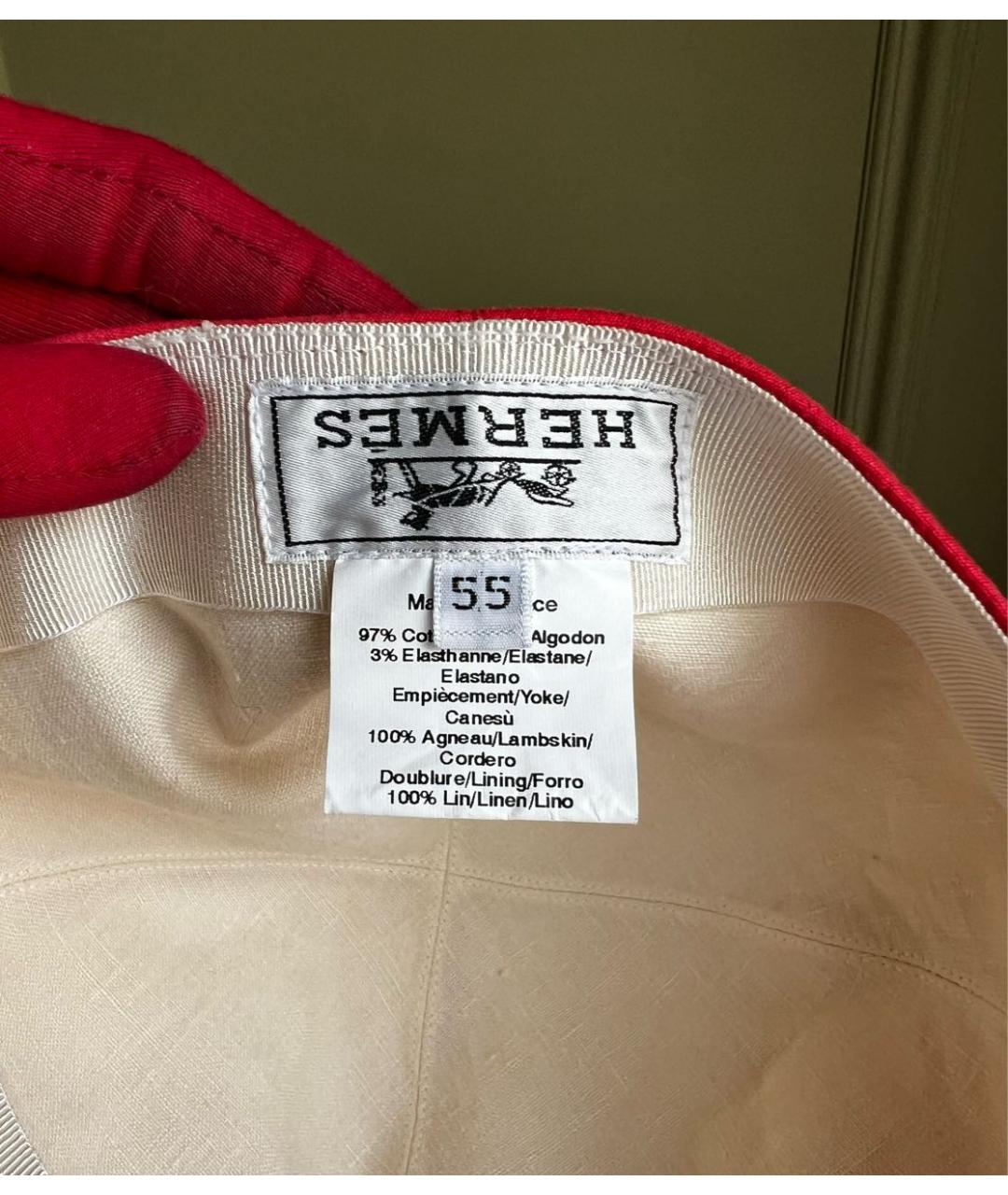 HERMES Коралловая хлопковая кепка, фото 7