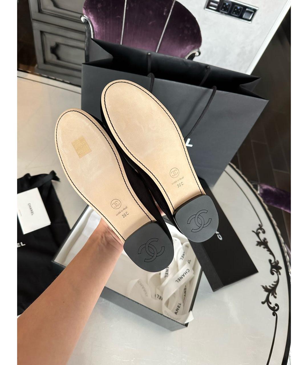CHANEL Черные бархатные балетки, фото 4