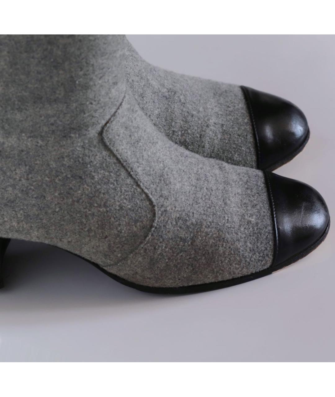 CHANEL Серые текстильные сапоги, фото 3