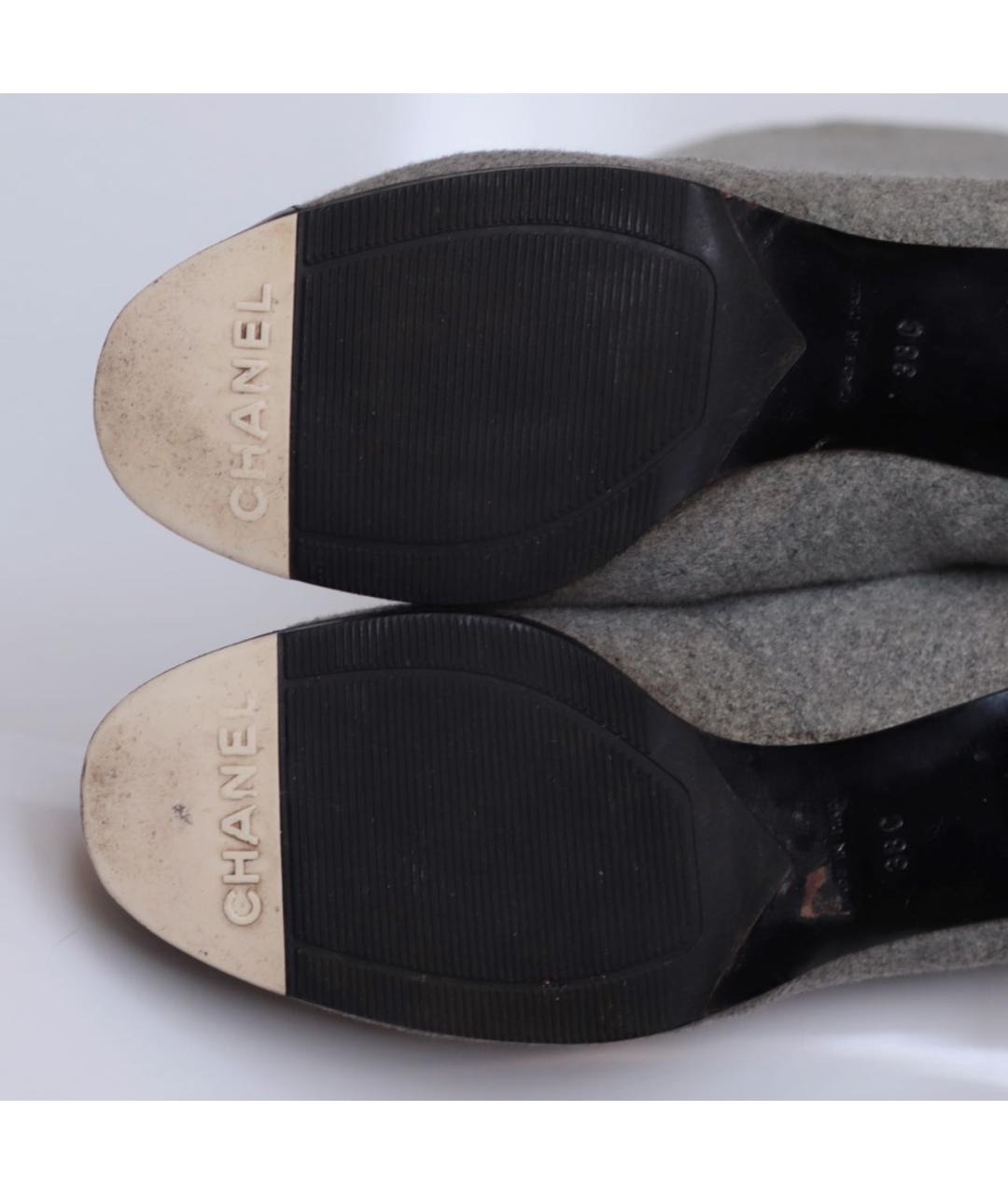 CHANEL Серые текстильные сапоги, фото 7