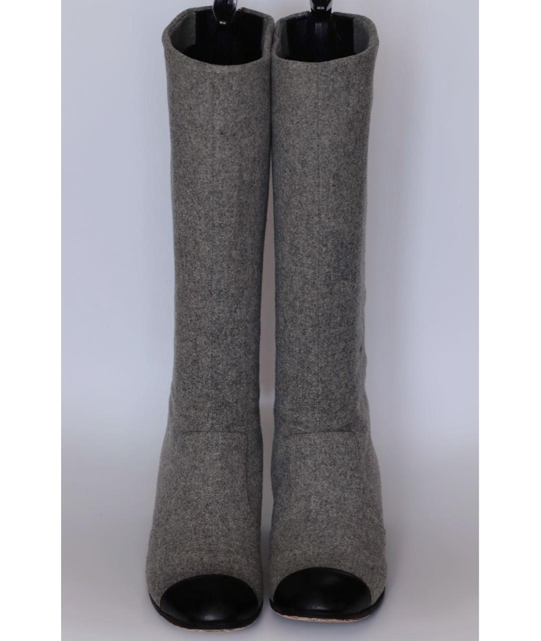 CHANEL Серые текстильные сапоги, фото 2