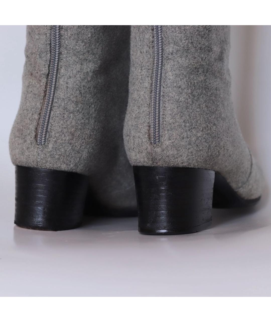 CHANEL Серые текстильные сапоги, фото 6