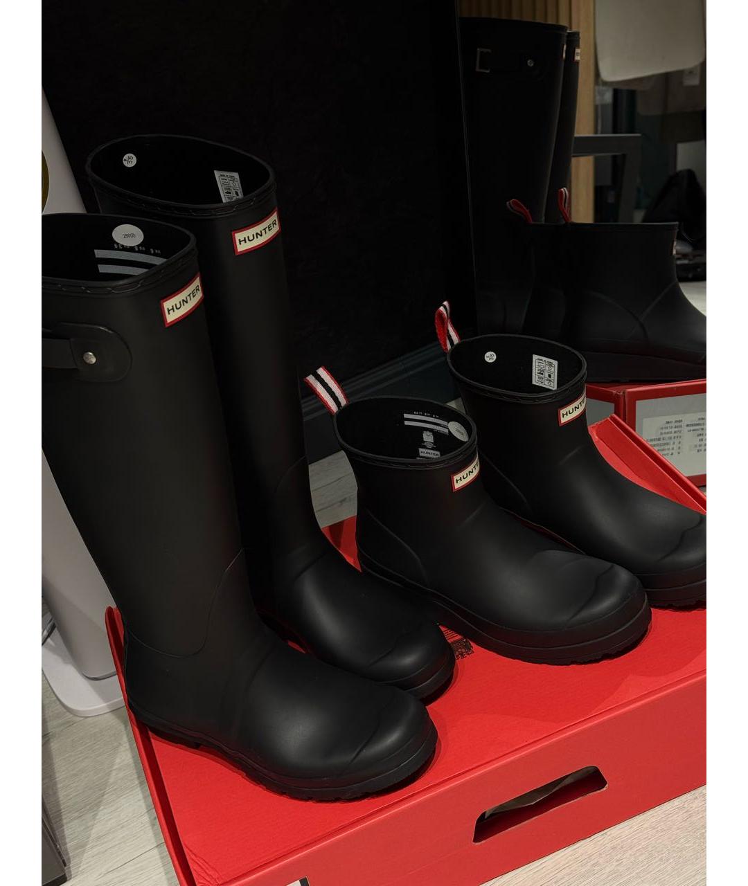 HUNTER Черные резиновые полусапоги, фото 3