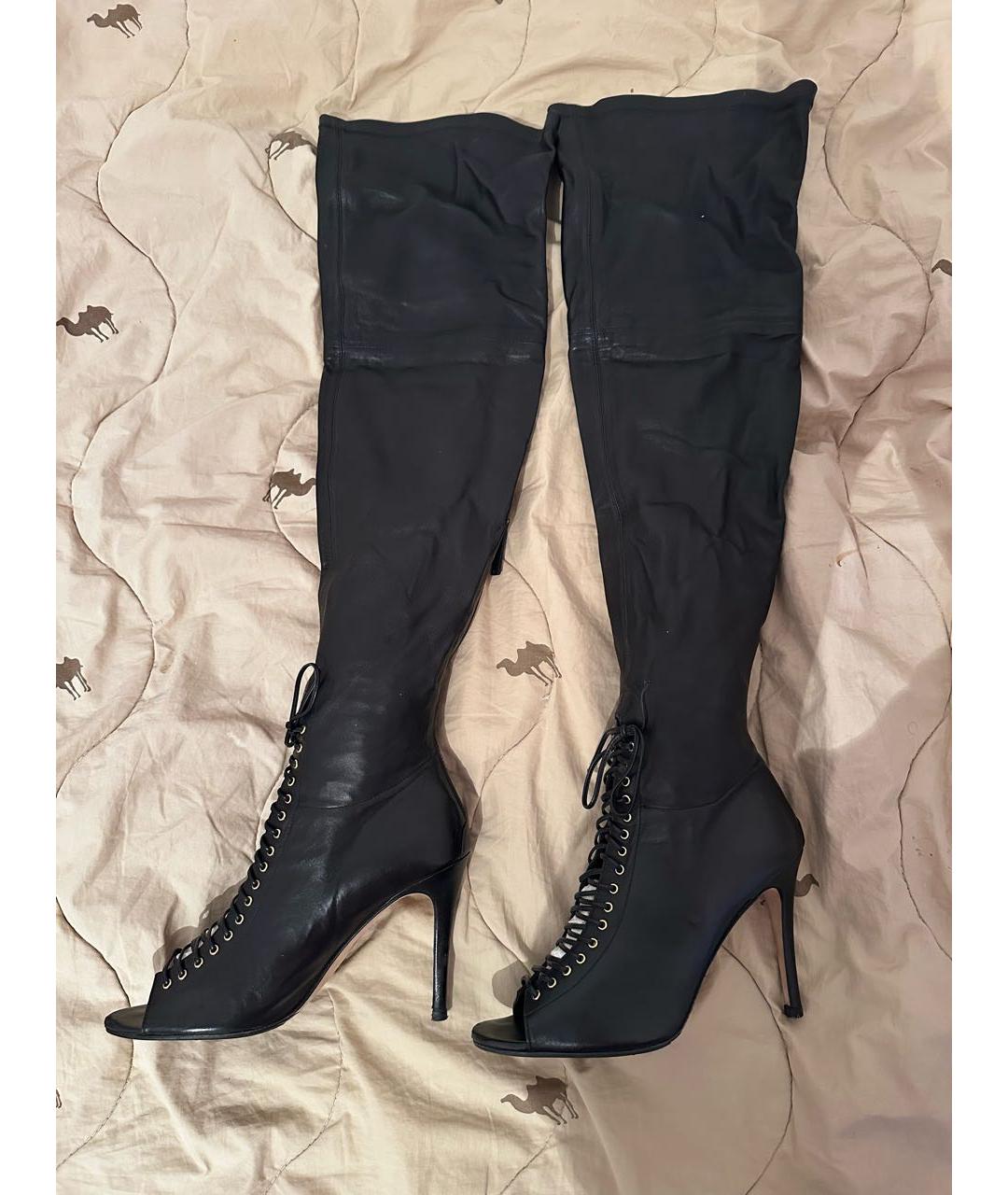 CAROLINA HERRERA Черные кожаные ботфорты, фото 5