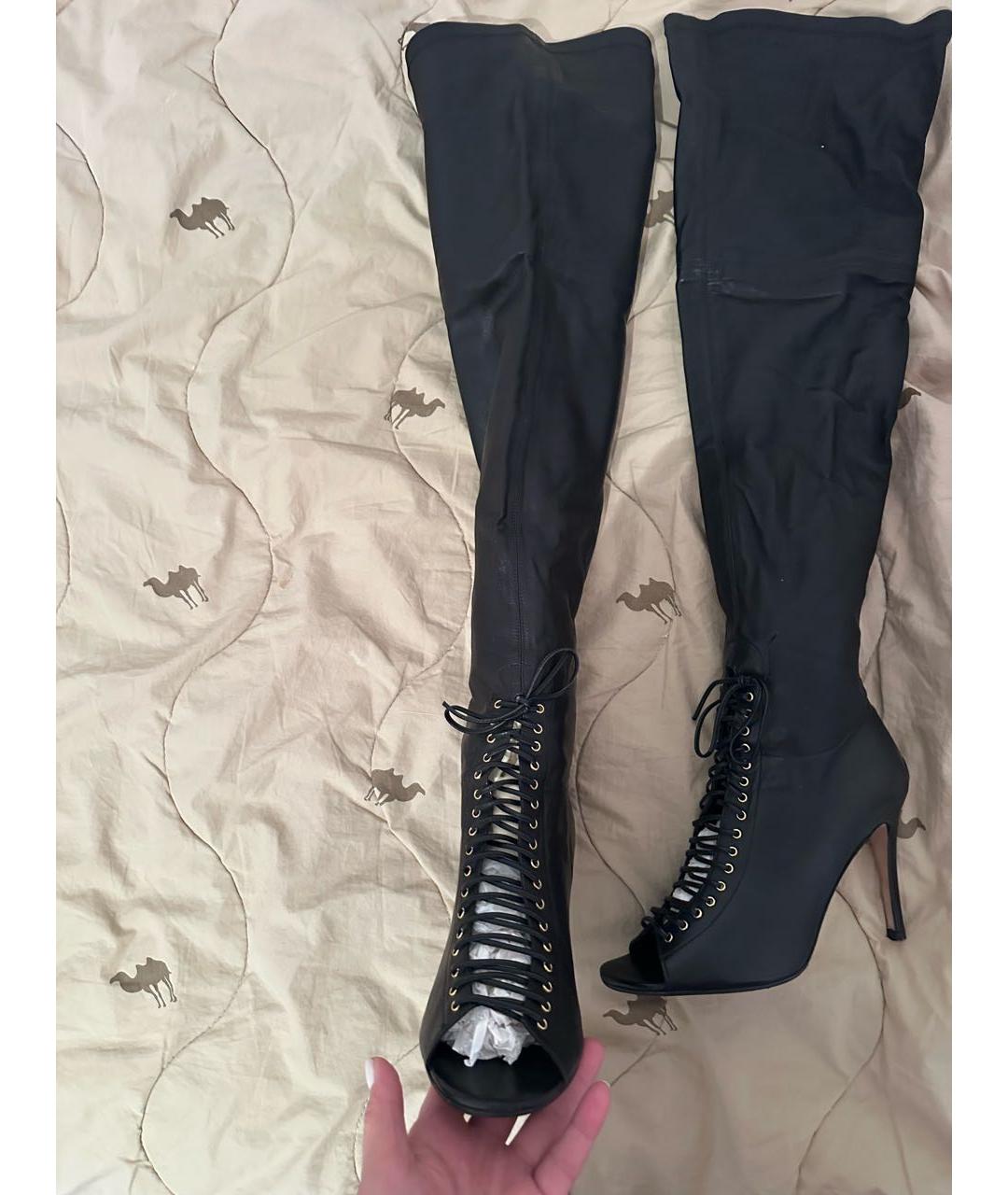 CAROLINA HERRERA Черные кожаные ботфорты, фото 2