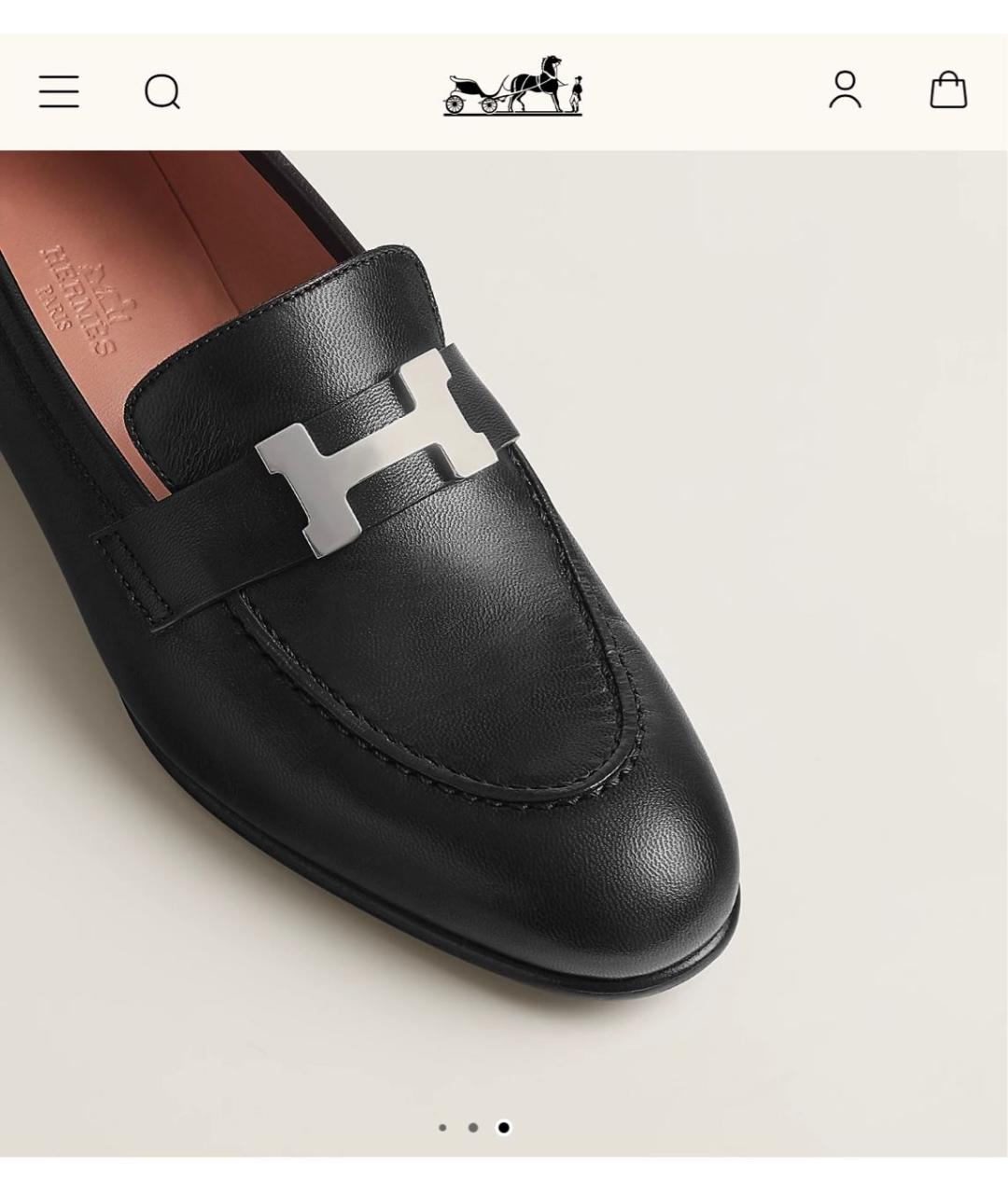 HERMES Черные кожаные лоферы, фото 4