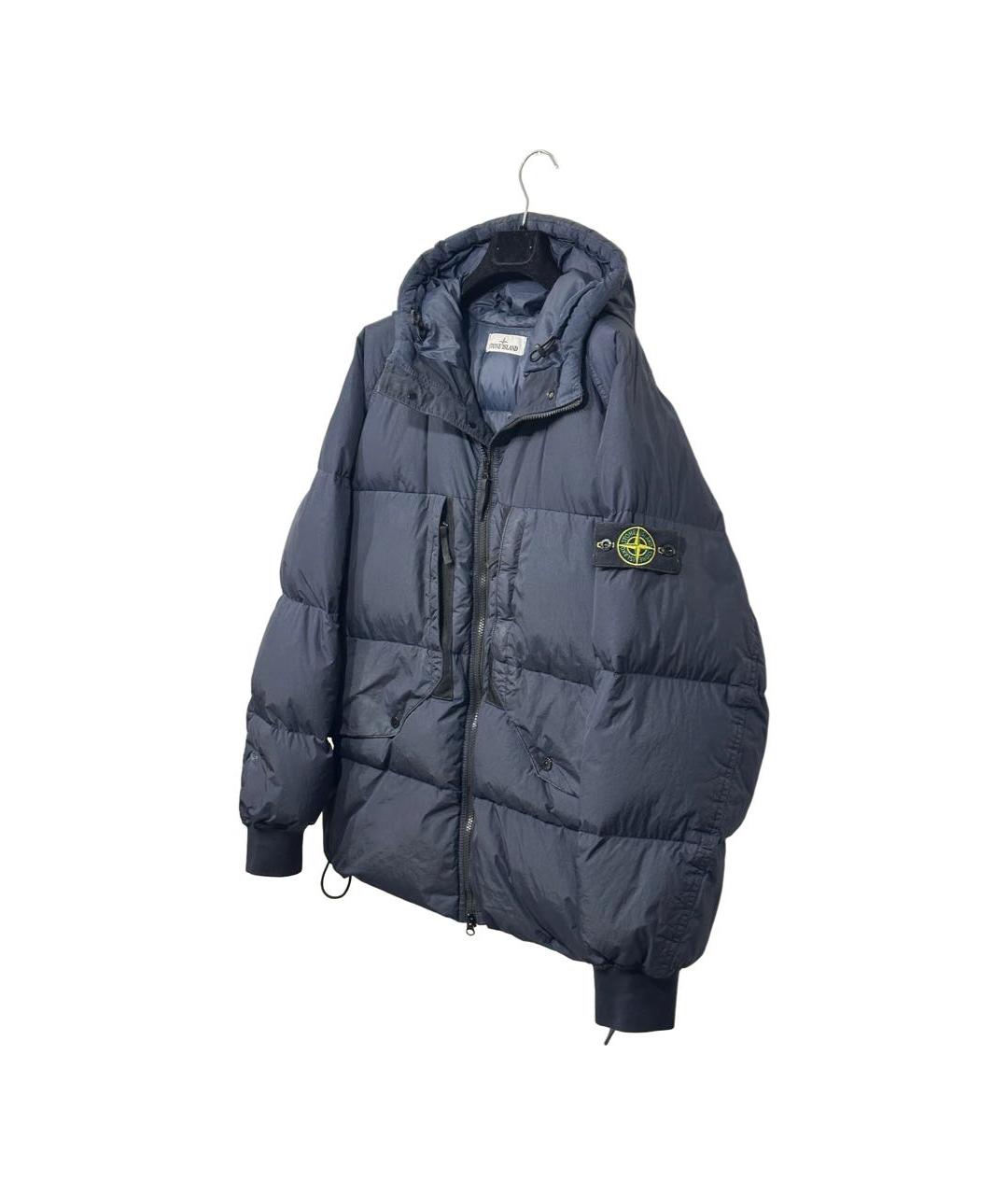 STONE ISLAND Темно-синий полиамидовый пуховик, фото 2