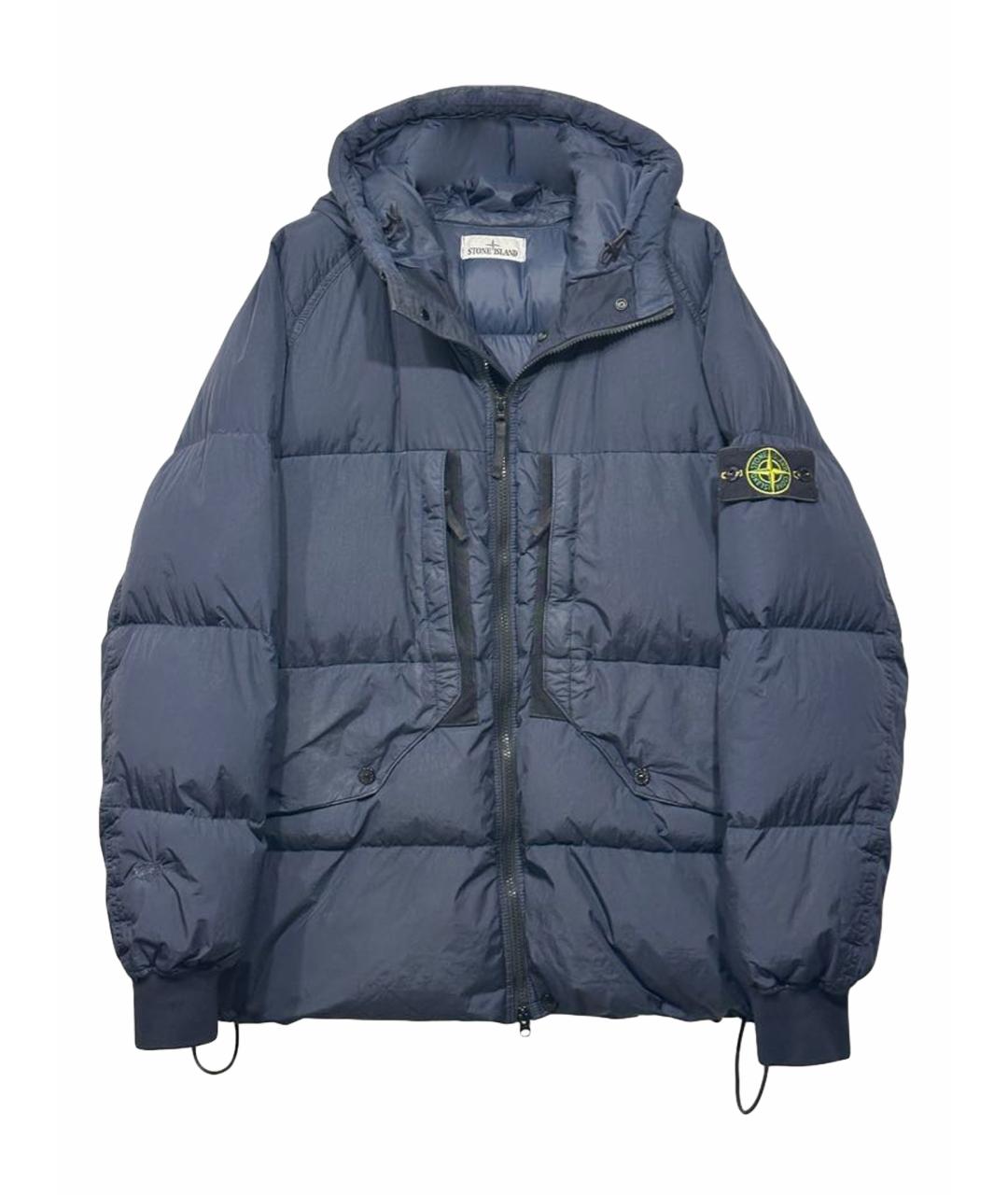 STONE ISLAND Темно-синий полиамидовый пуховик, фото 1