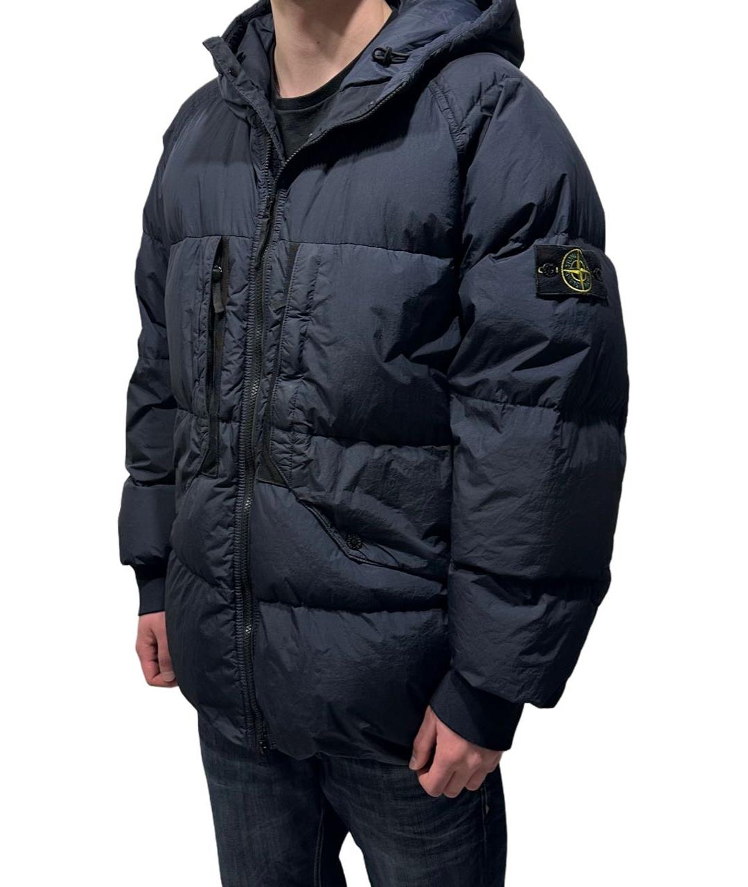 STONE ISLAND Темно-синий полиамидовый пуховик, фото 4