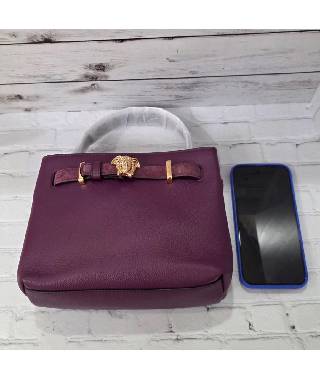 VERSACE Фиолетовая кожаная сумка тоут, фото 7