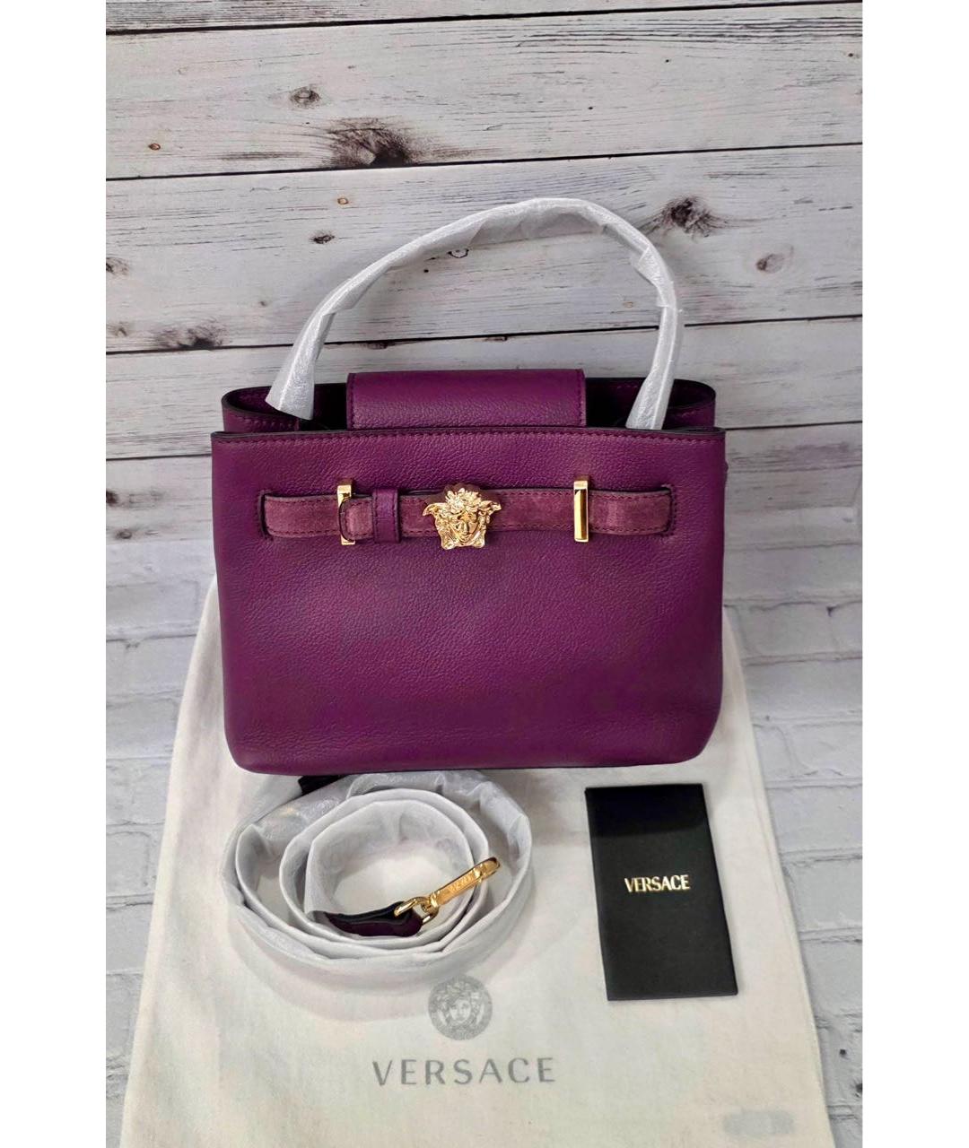 VERSACE Фиолетовая кожаная сумка тоут, фото 9