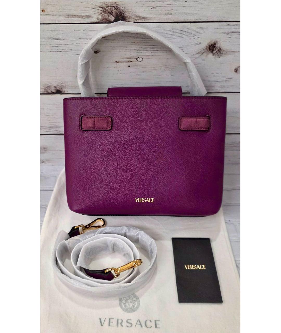 VERSACE Фиолетовая кожаная сумка тоут, фото 3