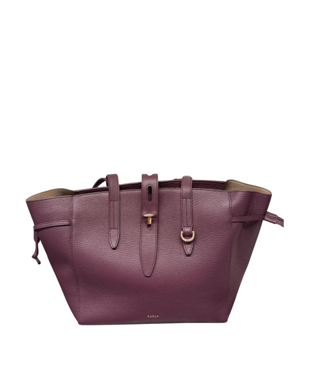 FURLA Фиолетовая кожаная сумка тоут, фото 1