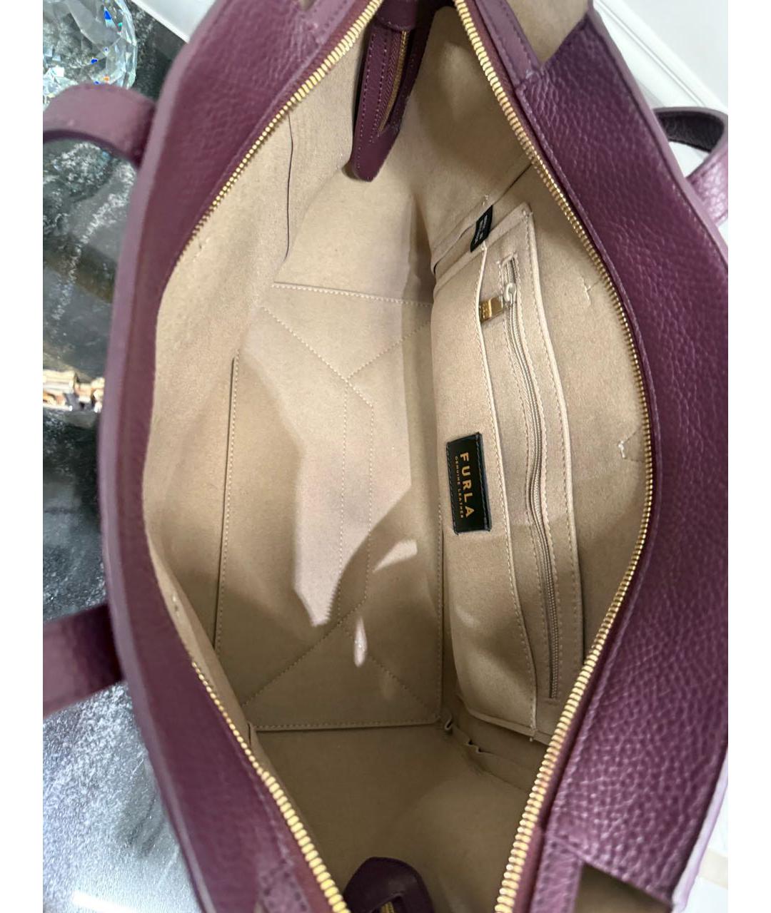 FURLA Фиолетовая кожаная сумка тоут, фото 4