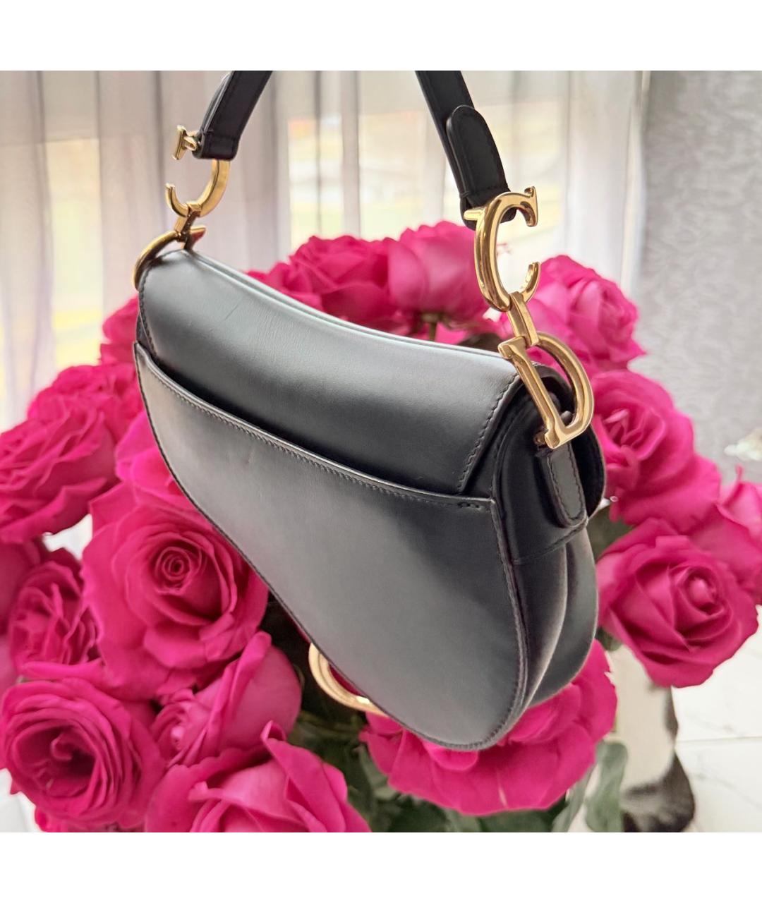 CHRISTIAN DIOR Черная кожаная сумка с короткими ручками, фото 3