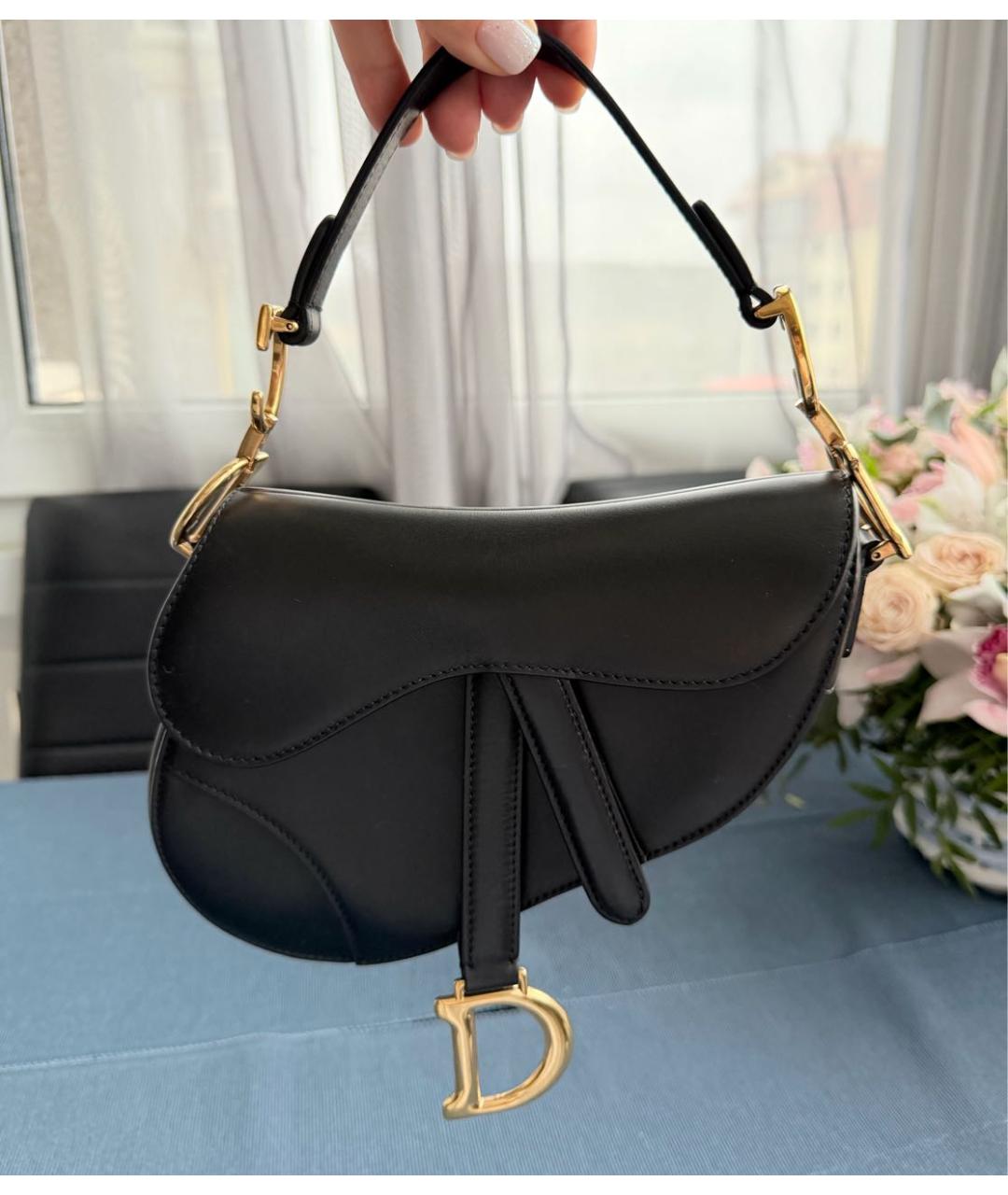 CHRISTIAN DIOR Черная кожаная сумка с короткими ручками, фото 9