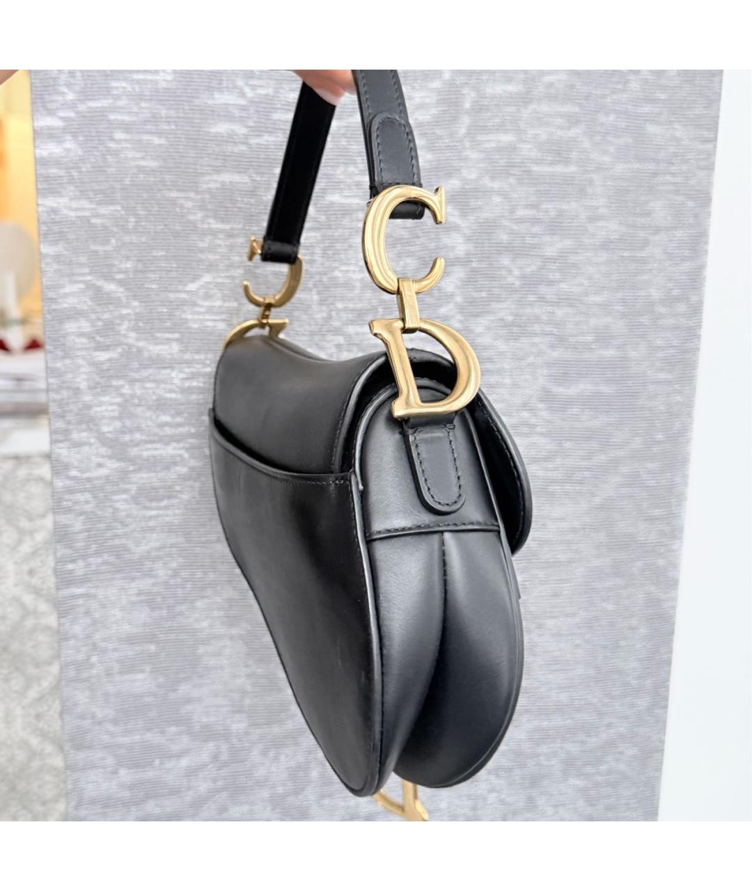 CHRISTIAN DIOR Черная кожаная сумка с короткими ручками, фото 5