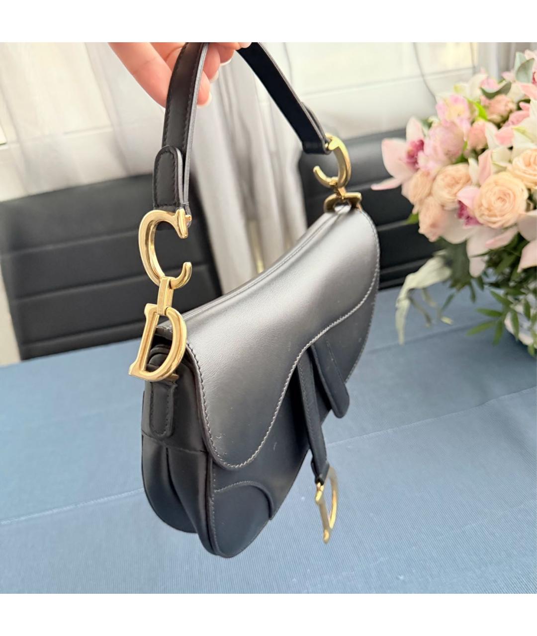 CHRISTIAN DIOR Черная кожаная сумка с короткими ручками, фото 2