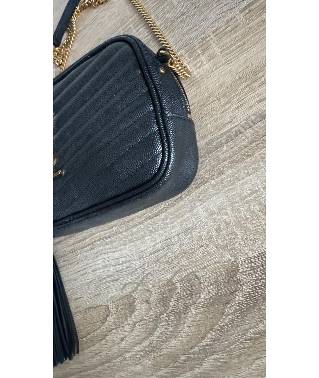 SAINT LAURENT Черная кожаная сумка через плечо, фото 3