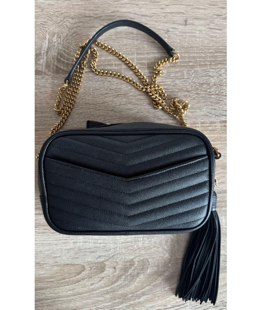 SAINT LAURENT Черная кожаная сумка через плечо, фото 2