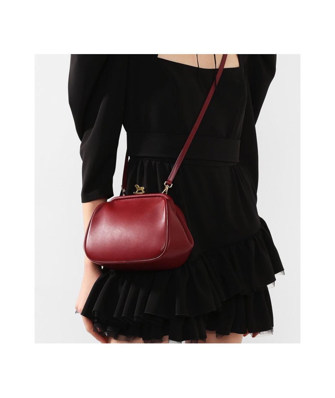 ULYANA SERGEENKO Бордовая кожаная сумка через плечо, фото 5