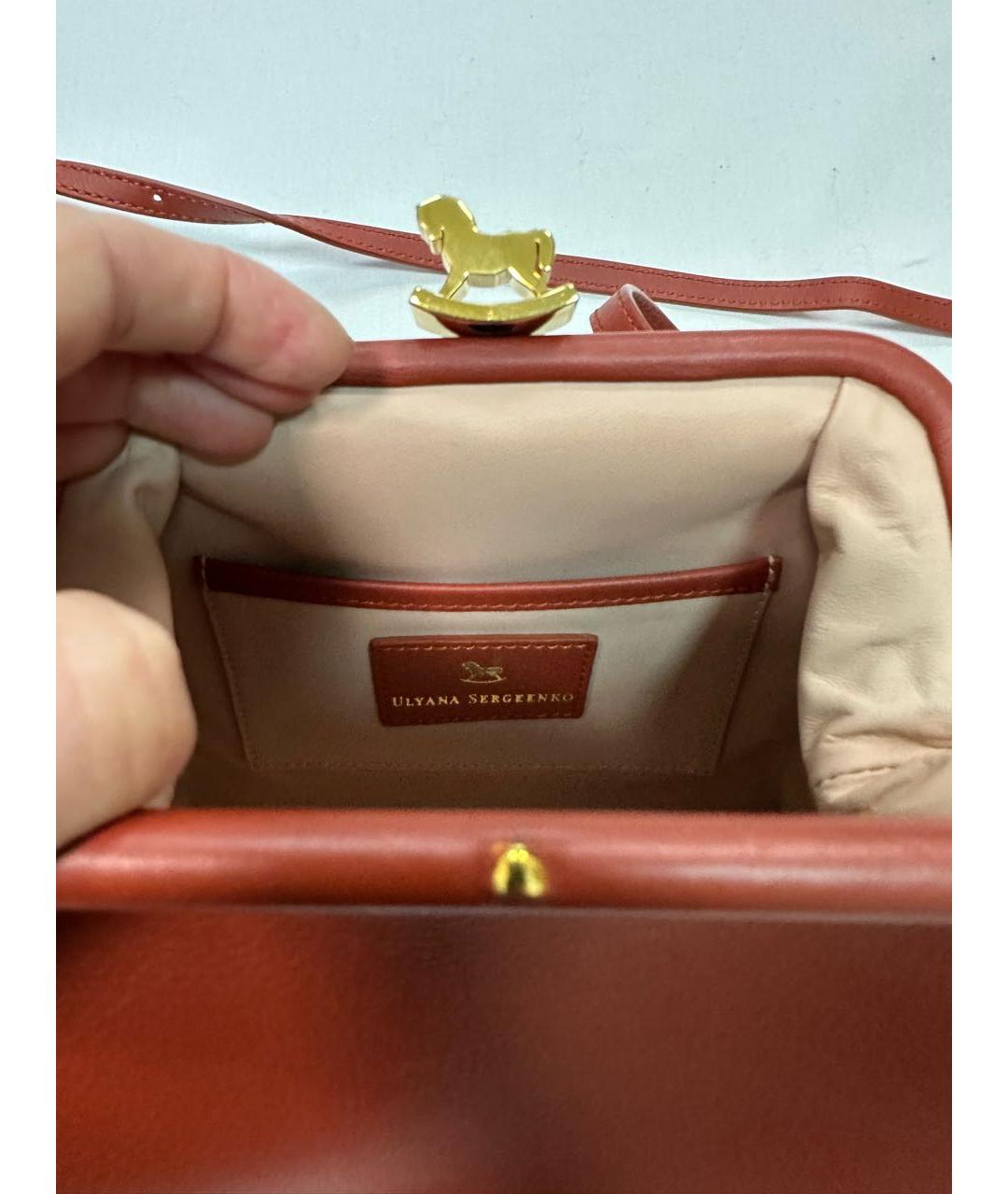 ULYANA SERGEENKO Бордовая кожаная сумка через плечо, фото 3