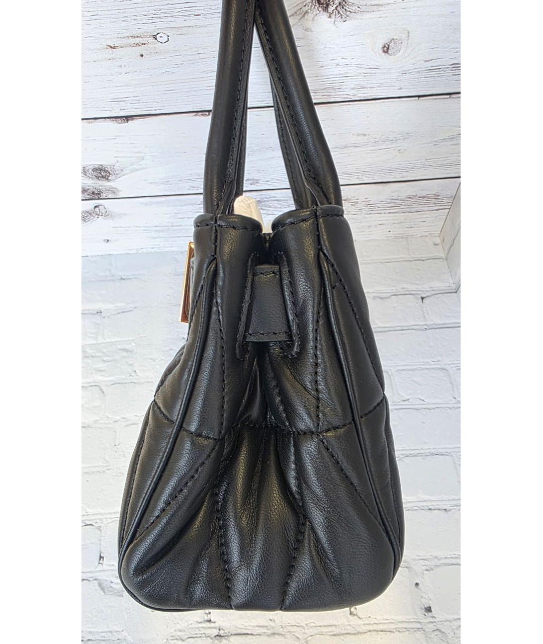 VERSACE Черная кожаная сумка с короткими ручками, фото 2