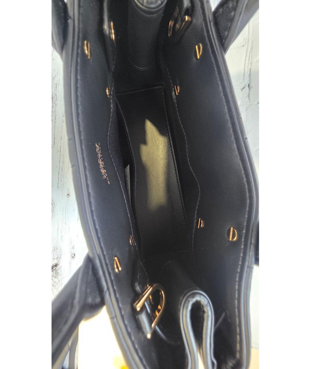 VERSACE Черная кожаная сумка с короткими ручками, фото 8