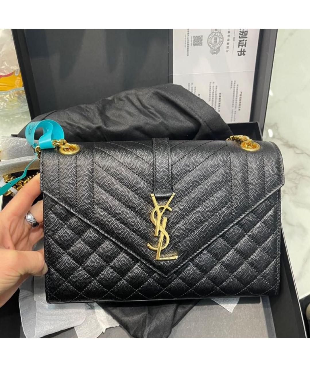 SAINT LAURENT Черная кожаная сумка через плечо, фото 2