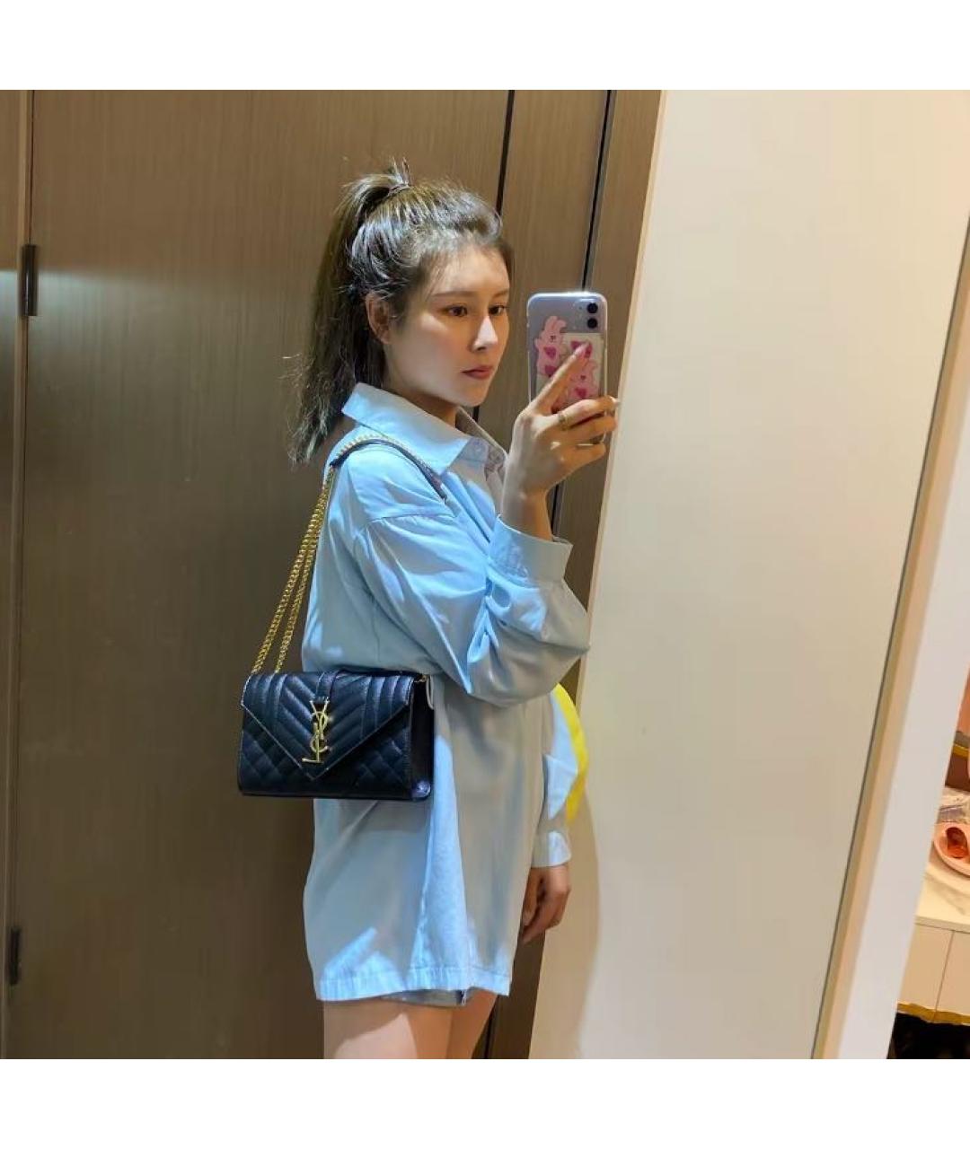 SAINT LAURENT Черная кожаная сумка через плечо, фото 3