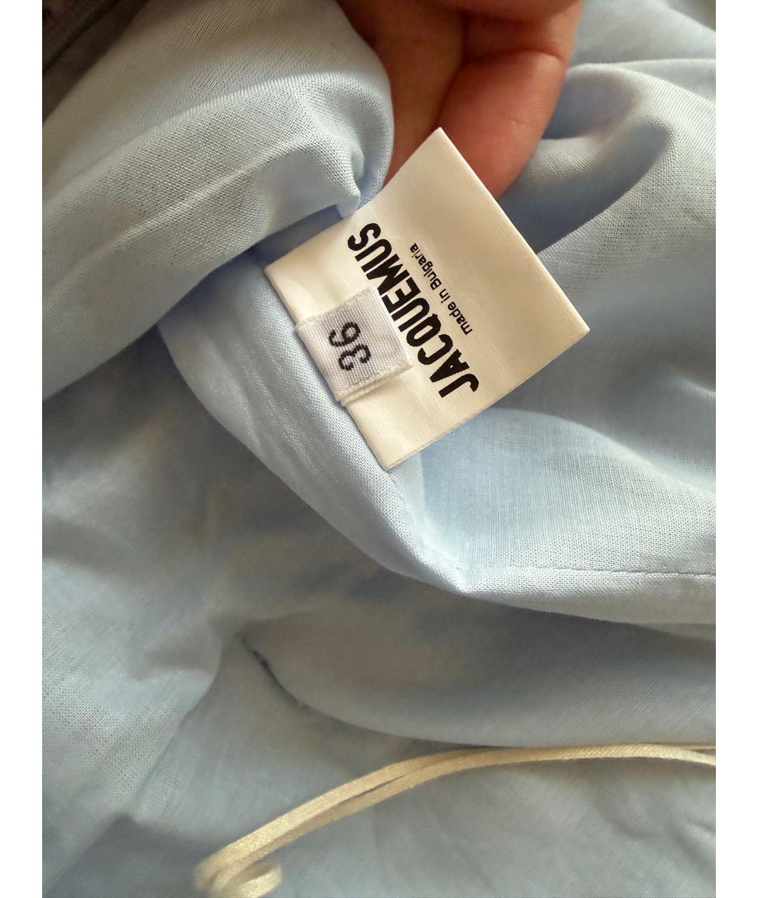 JACQUEMUS Голубое хлопковое вечернее платье, фото 5