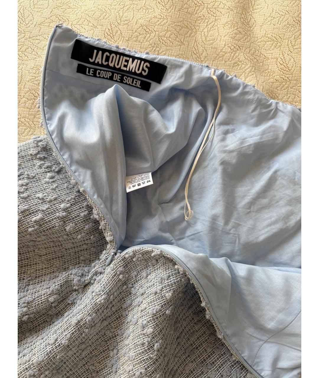 JACQUEMUS Голубое хлопковое вечернее платье, фото 3