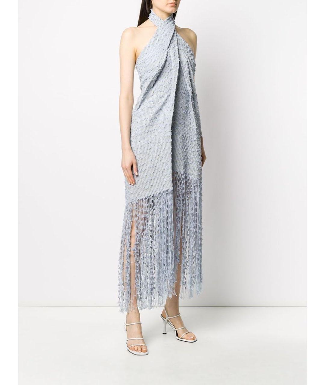 JACQUEMUS Голубое хлопковое вечернее платье, фото 6