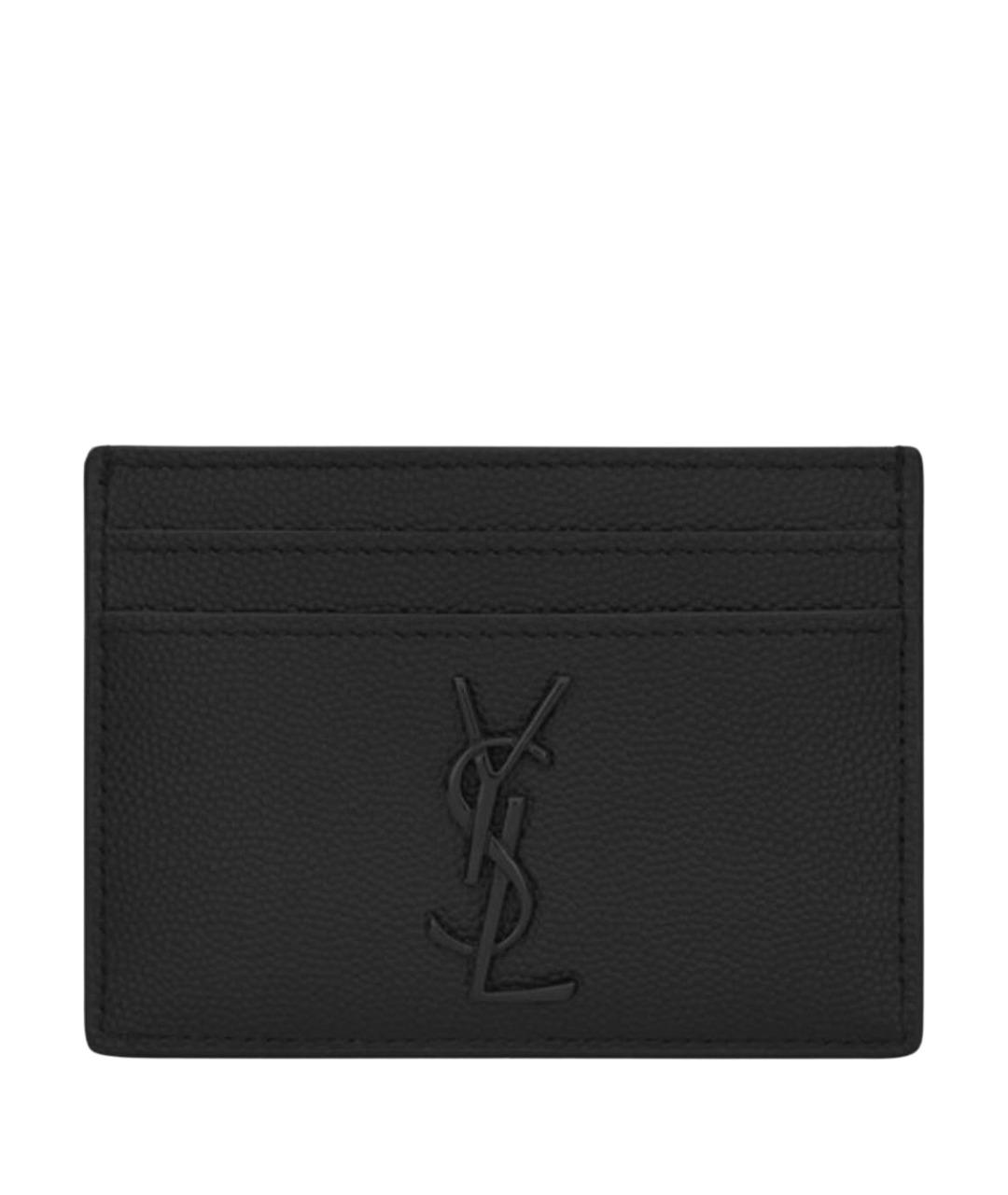SAINT LAURENT Черный кожаный кардхолдер, фото 1