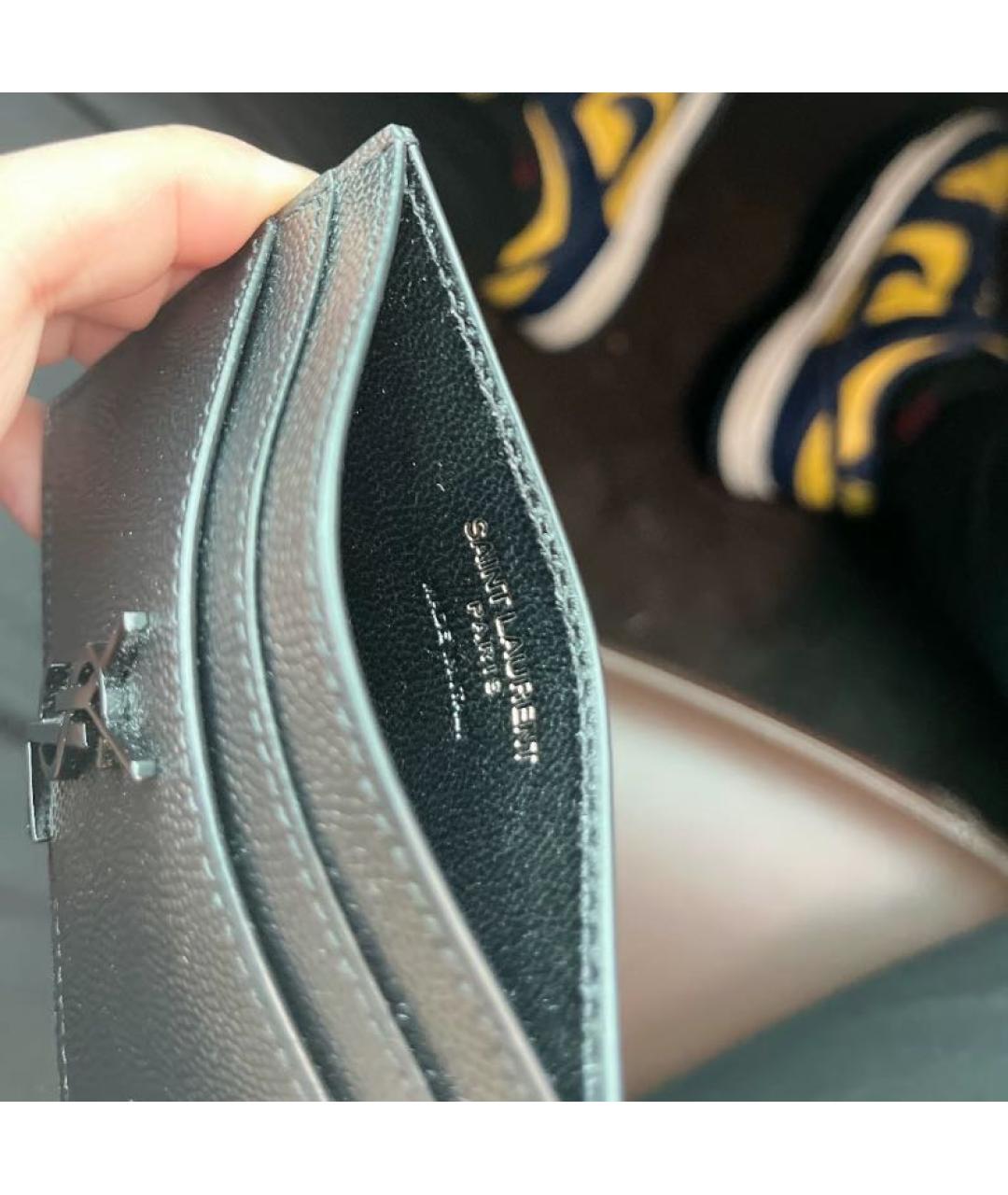 SAINT LAURENT Черный кожаный кардхолдер, фото 4