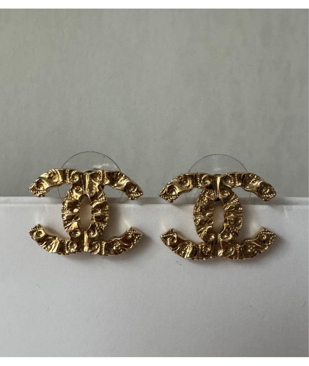 CHANEL Золотые металлические серьги, фото 6