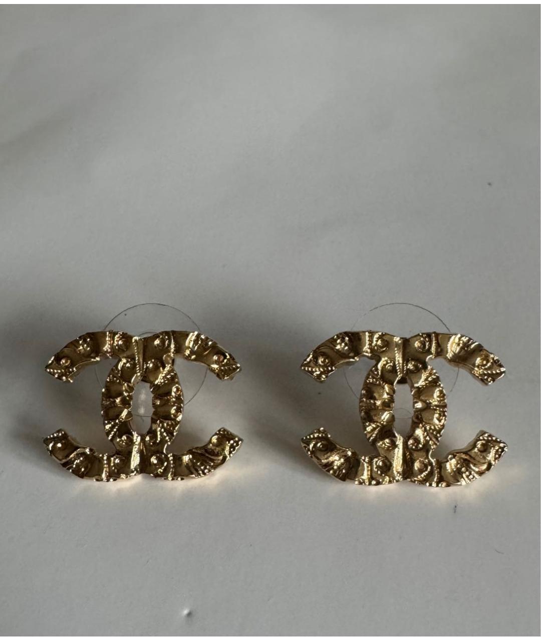 CHANEL Золотые металлические серьги, фото 2