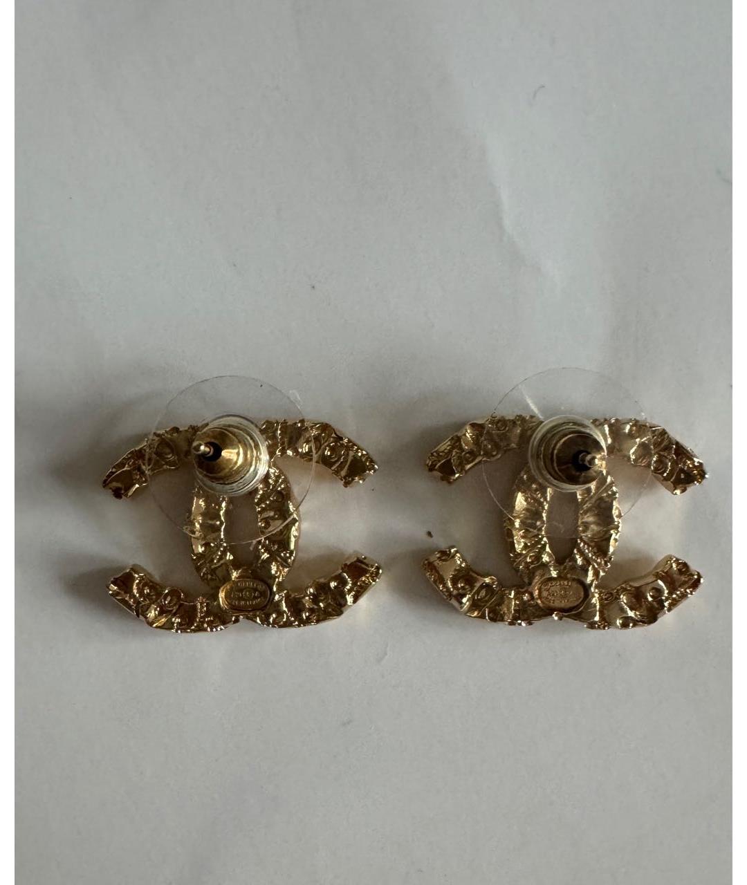 CHANEL Золотые металлические серьги, фото 3
