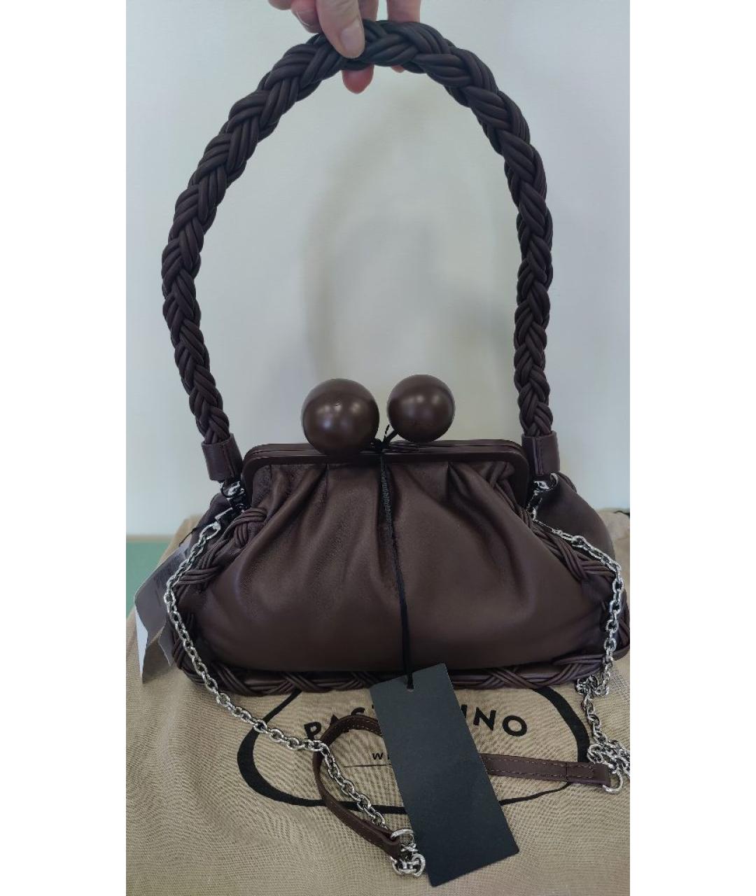 MAX MARA Коричневая кожаная сумка через плечо, фото 2