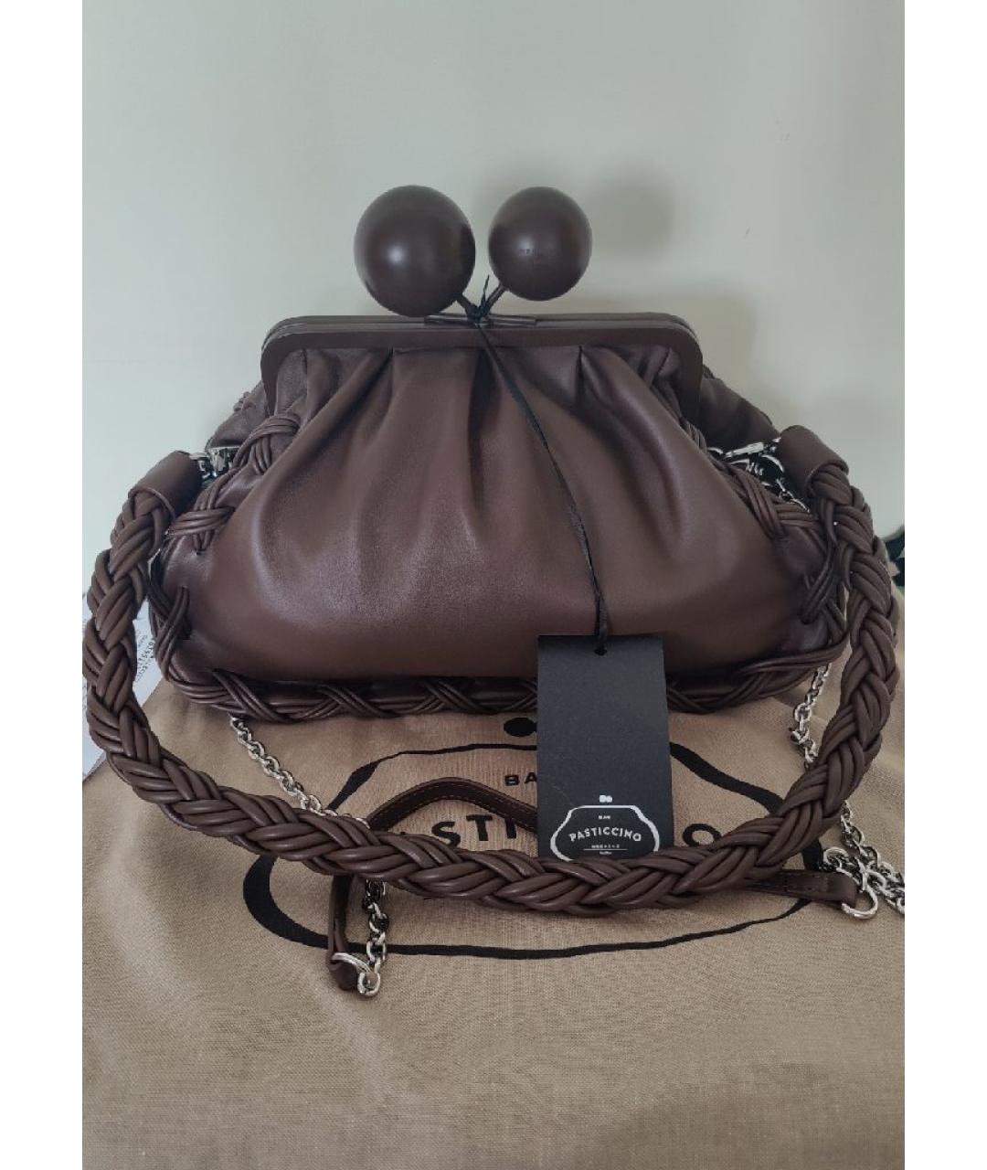MAX MARA Коричневая кожаная сумка через плечо, фото 3