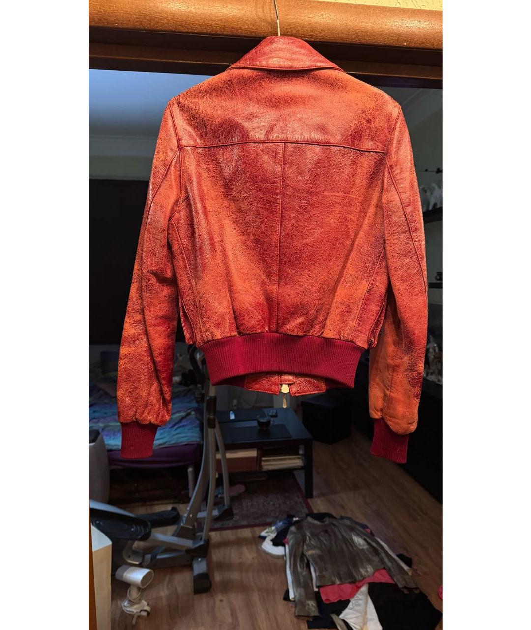 RED VALENTINO Бордовая кожаная куртка, фото 2