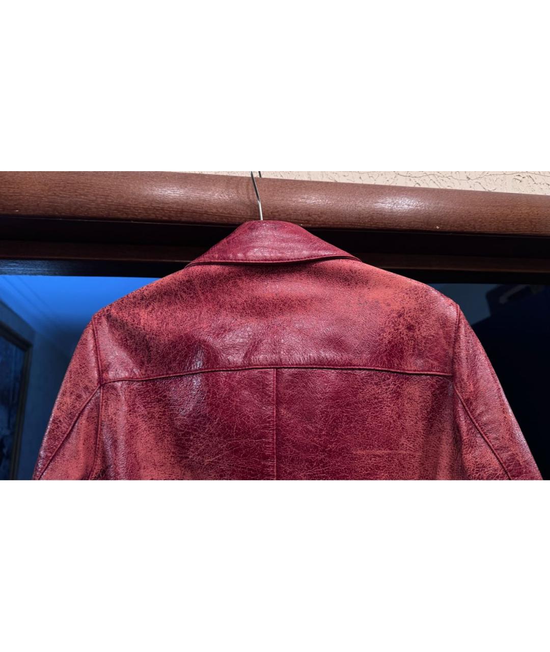 RED VALENTINO Бордовая кожаная куртка, фото 3