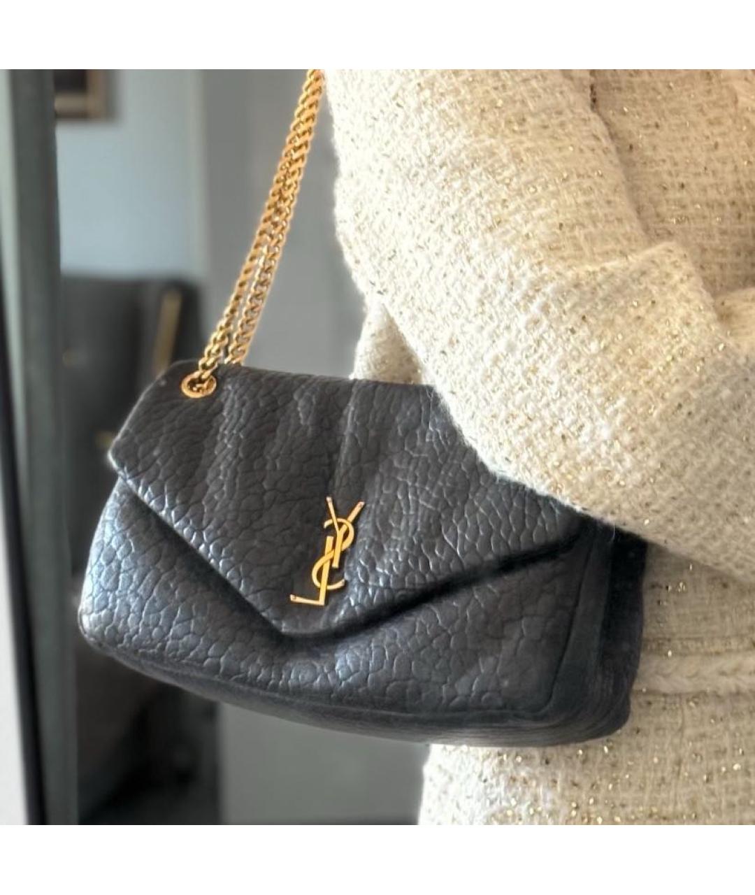 SAINT LAURENT Черная кожаная сумка через плечо, фото 4